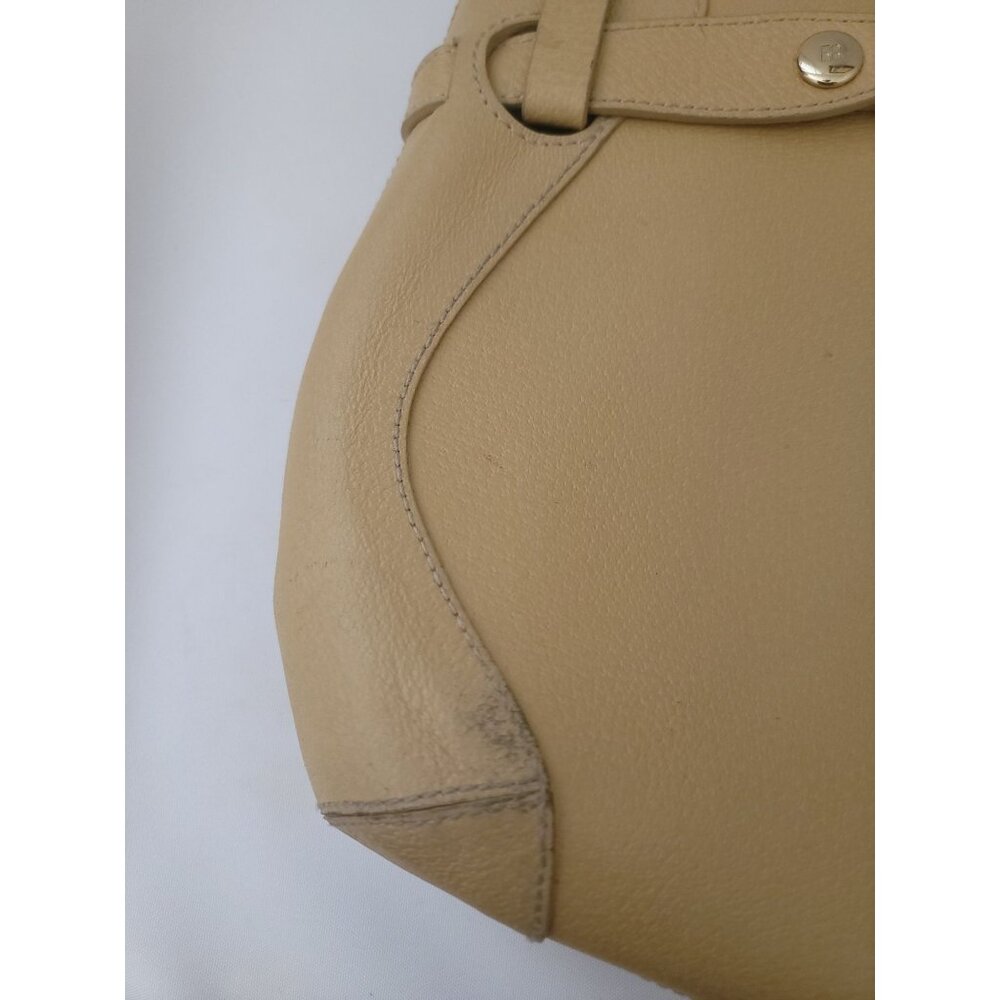 Kate Spade Beige Leather Shoulder Bag Handbag Satchel With Gold-Tone Hardware - Picture 3 of 10